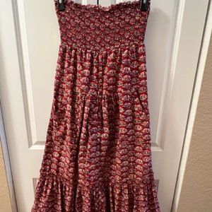 American Eagle, Berry Red, Strapless, Peasant style, smocked, 100%cotton-sz M